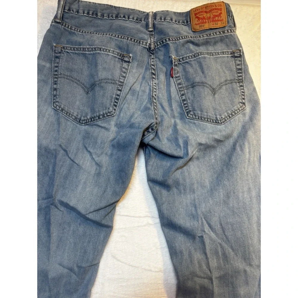 Levis 559 Jeans Mens 32x33 ‎ Relaxed Fit Straight Denim Distressed Medium Wash